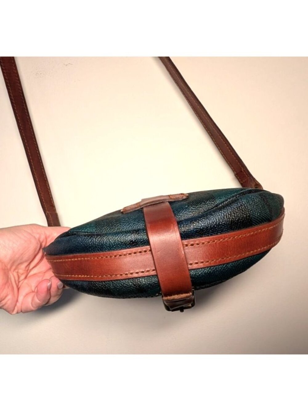 Vintage 90's Polo Ralph Lauren Saddle Crossbody Shoulder Bag, Black Watch Tartan - Picture 4 of 16
